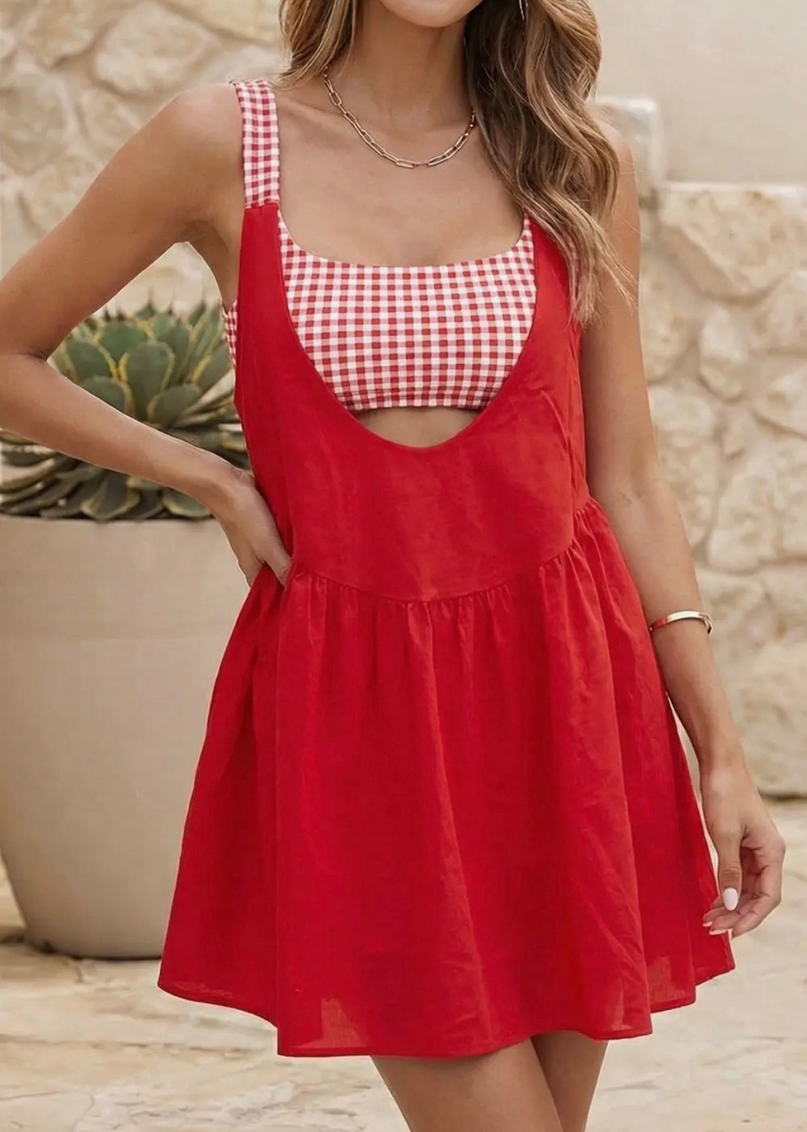 Gracie’s Gingham Dress Red